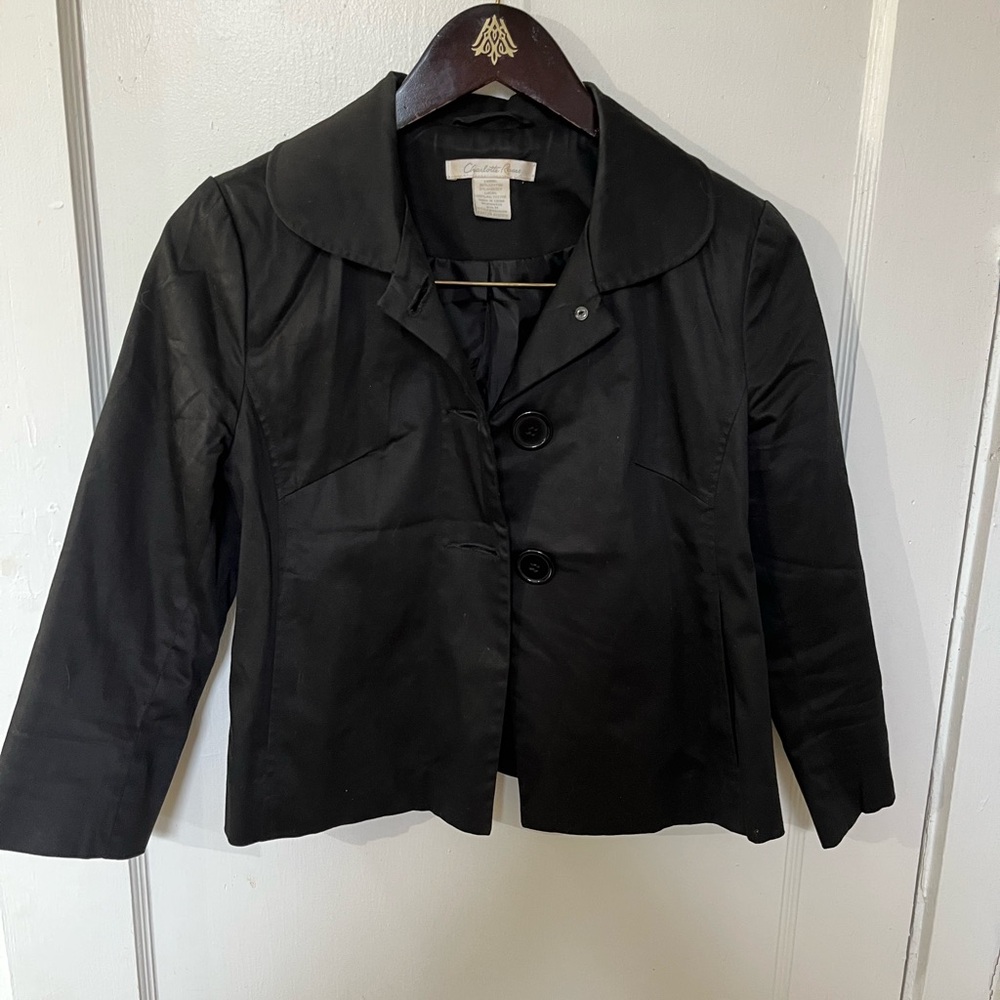 Charlotte Russe Y2K Cropped Black Blazer Suit Jacket Size Medium EUC